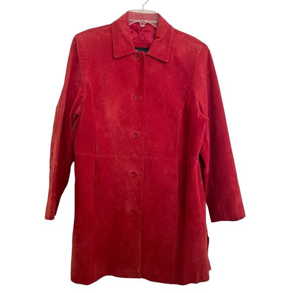 Relativity Jackets & Blazers - Relativity‎ Size X Large Suede Jacket Blazer Red Buttons Up Women